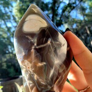 Orca Agate aka Blue Ocean Agate Crystal freestanding flame